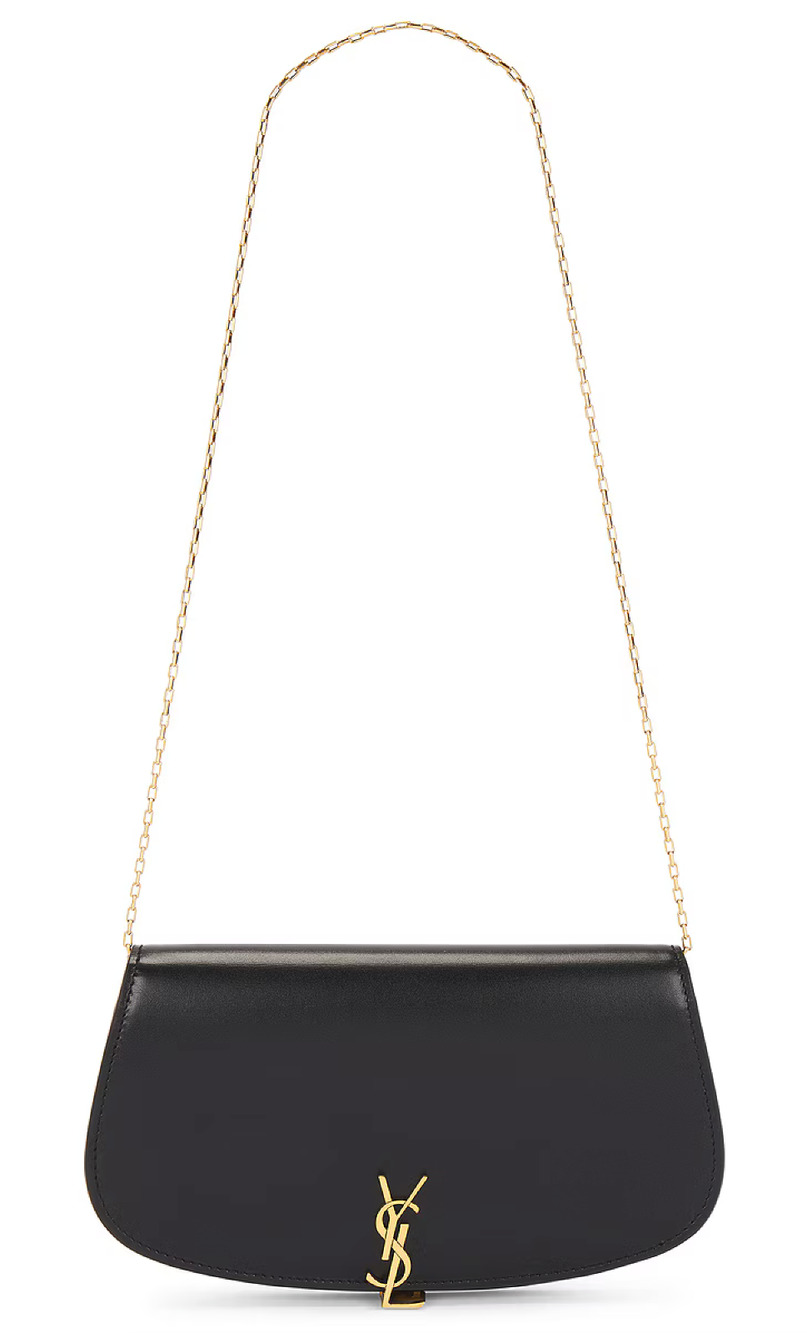 Saint Laurent Mini Voltaire Wallet On Chain Black Leather YSL Gold Shoulder Bag
